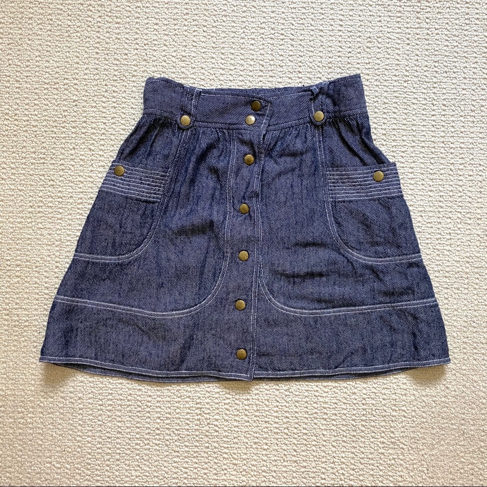 Urban Outfitters Kimchi Blue linen blend snap front full mini skirt size small